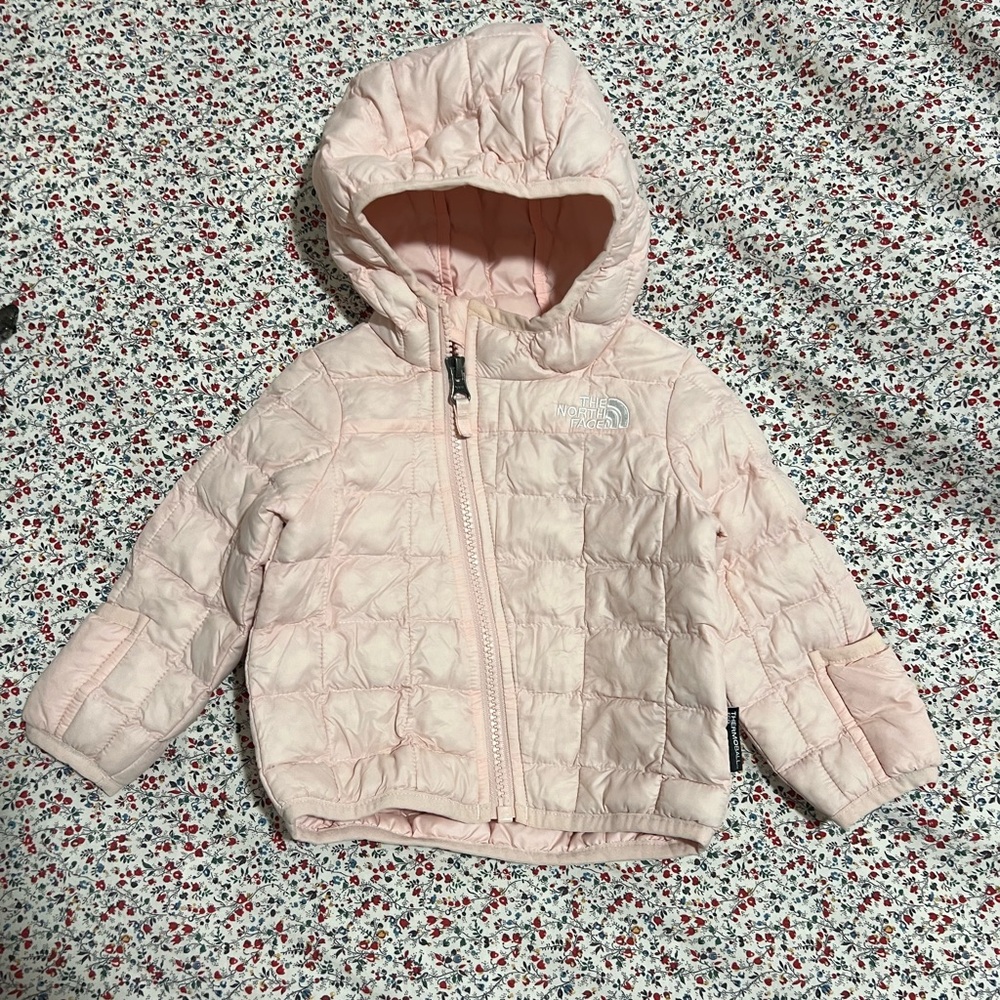 North Face baby girls thermoball, pink, 3-6 mo